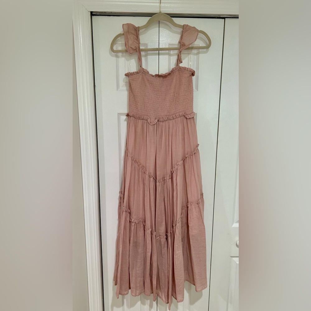 NWT PinkBlush Smocked Tiered Maternity Dress